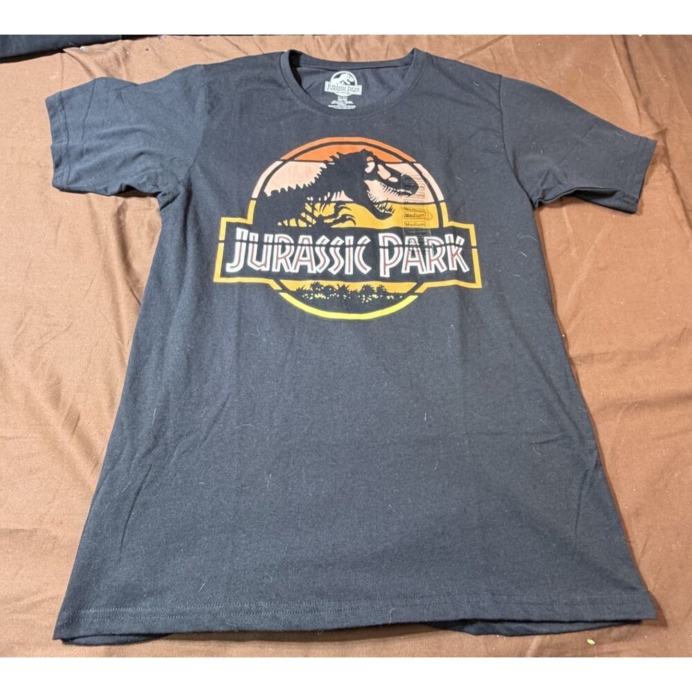 Jurassic Park Black Graphic Logo Men's T-Shirt Size Medium MD Sticker